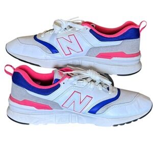 New‎ Balance Men's Size 10.5 White Pink Blue Casual Shoes Sneakers